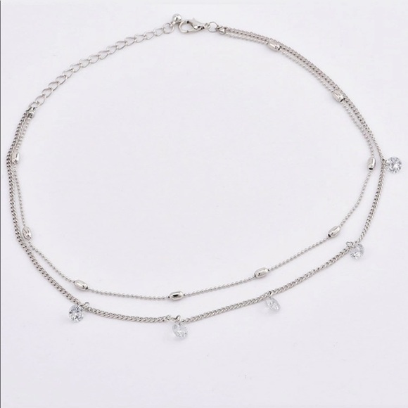 💫Silver Rhinestone layered chain choker💫 - Picture 2 of 4